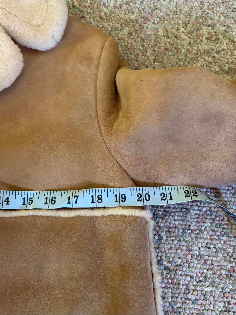 Vintage Tan Suede Shearling Teddy Jacket Genuine Leather - Picture 4 of 8